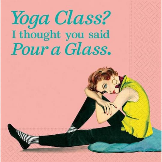 JAM Paper Yoga Class Pour A Glass Cocktail Napkins, 40ct.